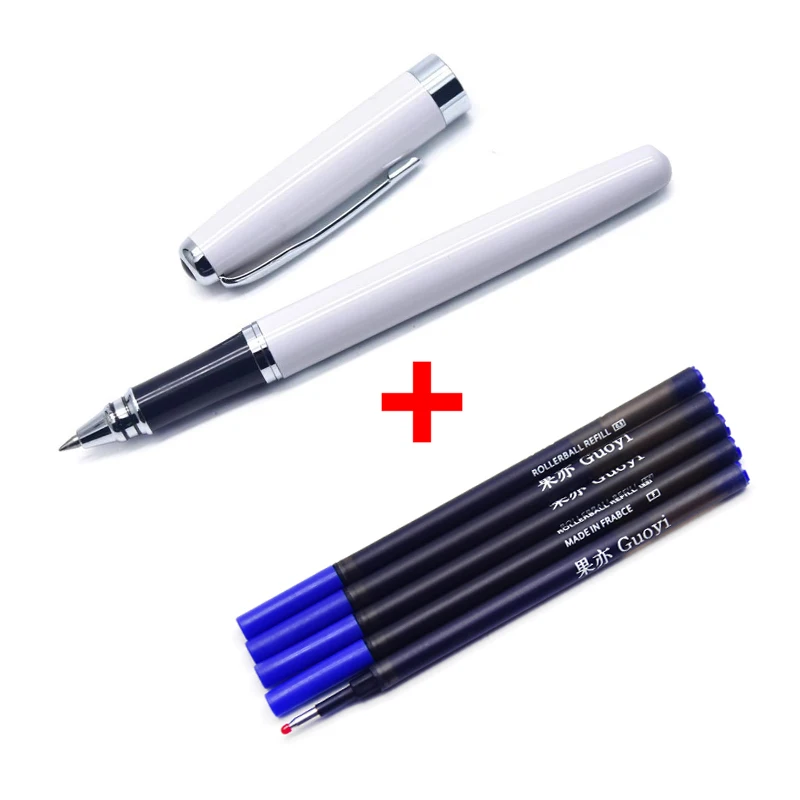 White-5 Blue refills CCCAGYA A201 китайский стиль многоцветный металлический корпус гелевая ручка. Канцелярские принадлежности для офиса и школы, 0,5 мм наконечник для письма металлические подарки ручка - Цвет: White-5 Blue refills