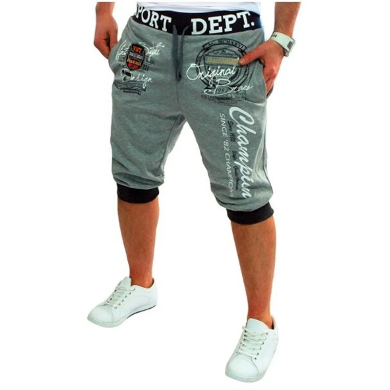 

Summer Men Casual Shorts Boys Knit Length Letter Printed Sweatpants Male Loose Workout Jogger Fitness Streetwear 2021 New
