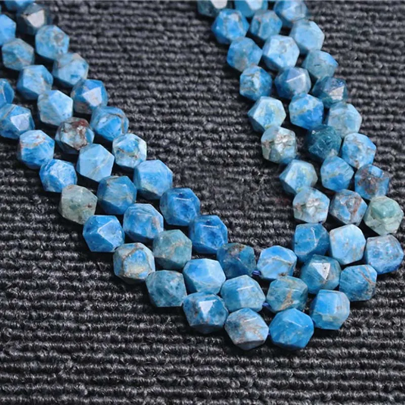 

6-12mm Natural Faceted Blue Apatite irregular oval Stone Beads For DIY necklace bracelet jewelry making 15 "free delivery