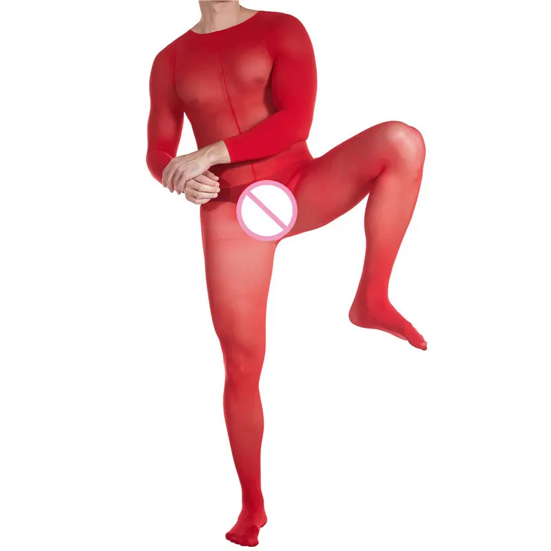 Сексуальные боди с открытой промежностью 30D масляный блеск облегающие чулки