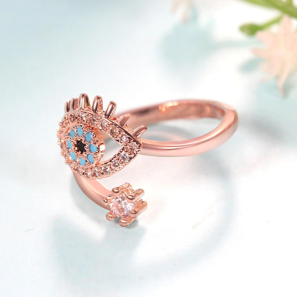 Регулируемое кольцо с цирконом глаз демона кольца из медного сплава покрытием