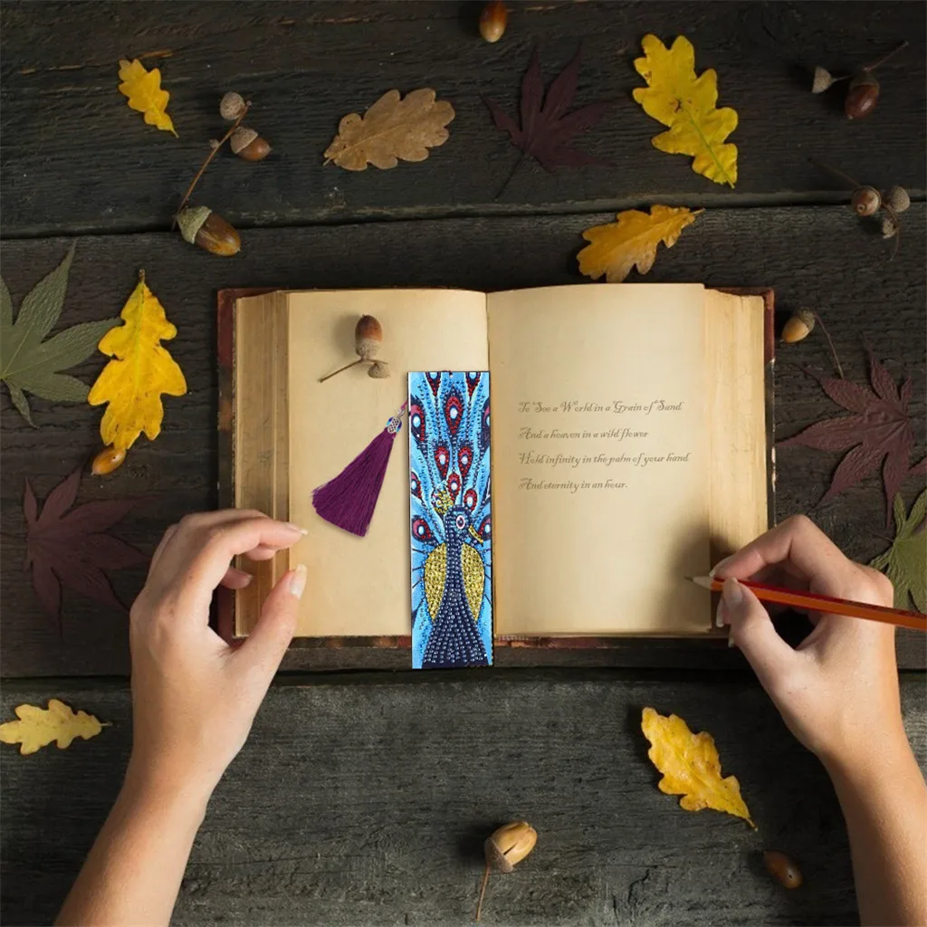 5D DIY алмазная живопись кожаная Закладка с кисточкой книжные знаки специальная форма алмазная вышивка DIY ремесло вышивка крестиком Подарочный Декор