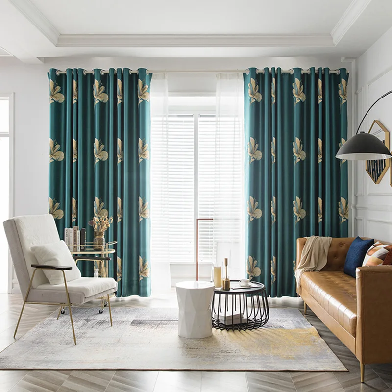 

New 2022 Leaf Modern Shading Fabric Curtains for Living Dining Room Bedroom