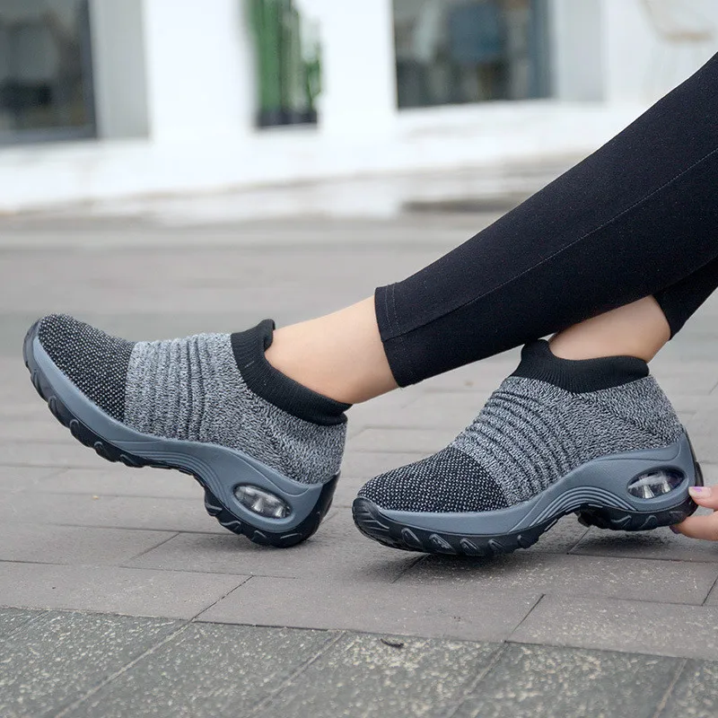 2019 Для женщин на платформе кроссовки дышащие сетчатые Вязание повседневная