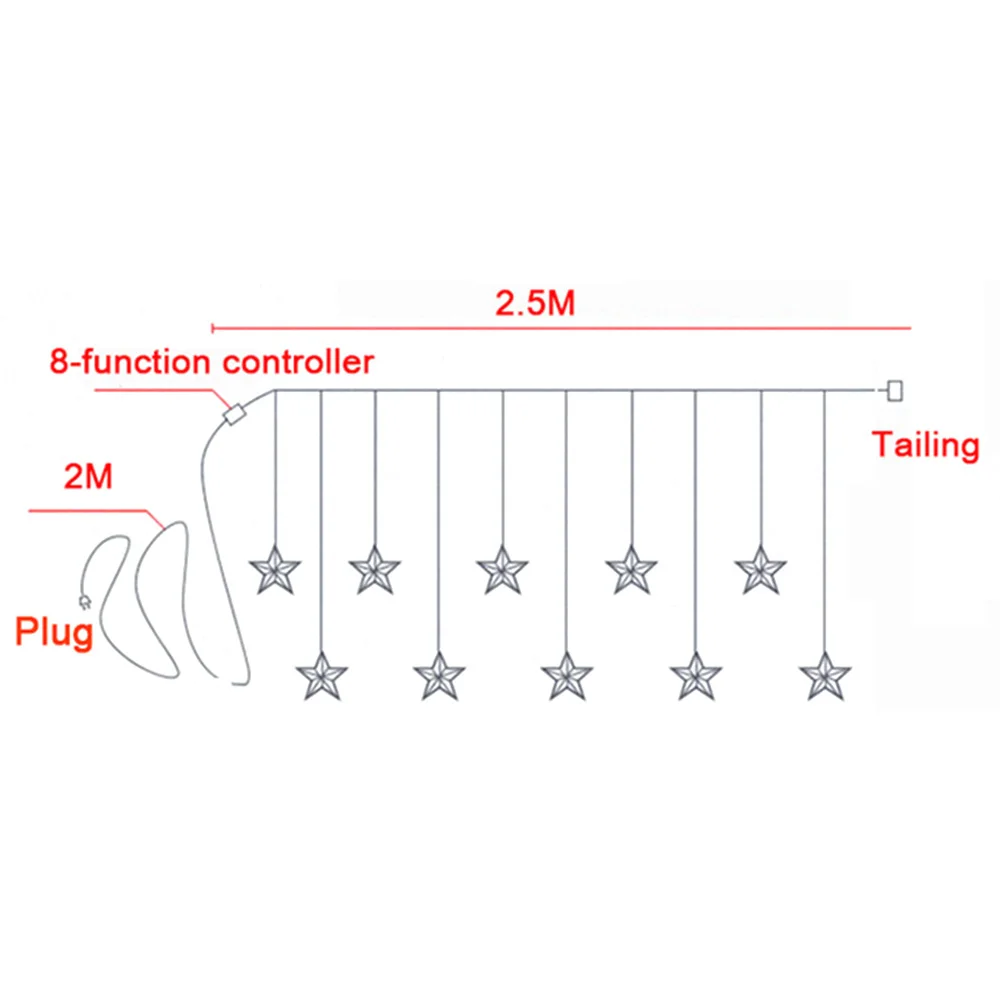 

LED Christmas Star Lights String Fairy Indoor Room Window Home Garland Supplies Accessories Household Products Outdoor Party