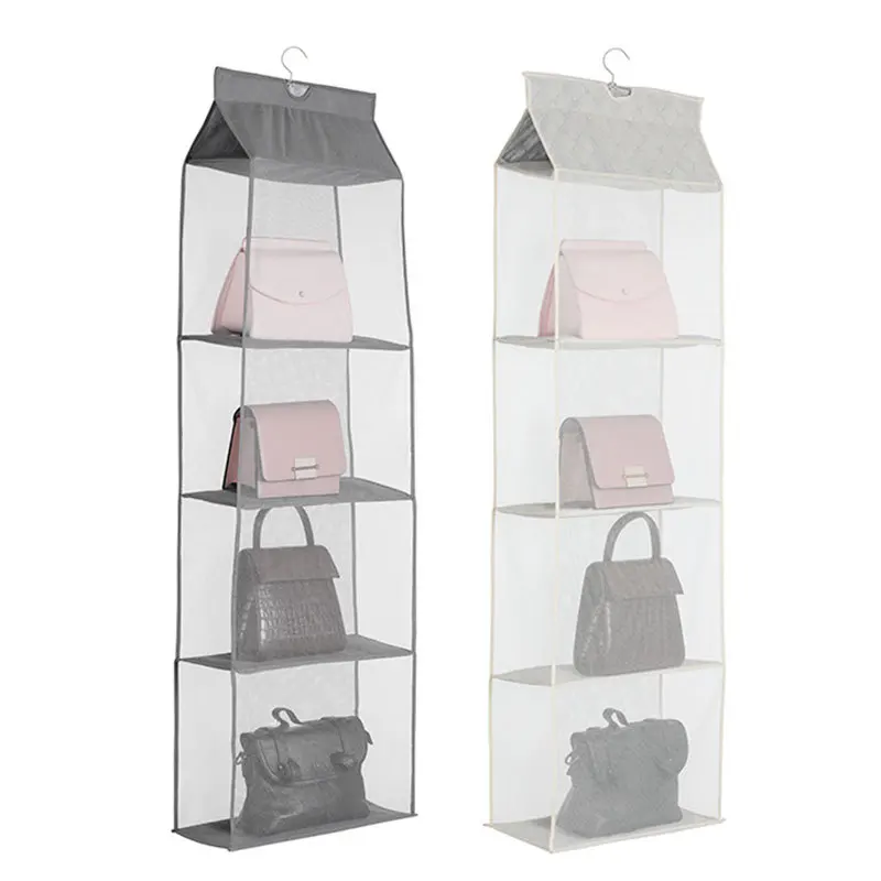 

Multi-Layer Wardrobe Closet Transparent Hanging Storage Bag Household Bedroom Dustproof Handbag Clothes Debris Sorting Rack