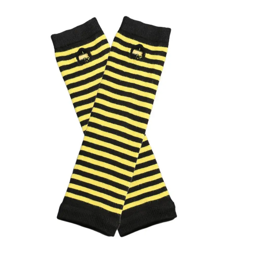 

Men's Long Winter Gloves Arm Cover Classic Black White Striped Cotton Wrist Cover Arm Ladies Gloves Sleeve Knitted Gloves Women