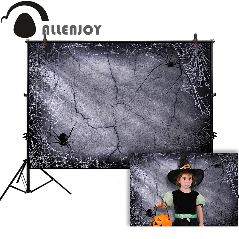 Allenjoy Хэллоуин фотографические фоны сломанный Кирпич Цемент стена паук фон