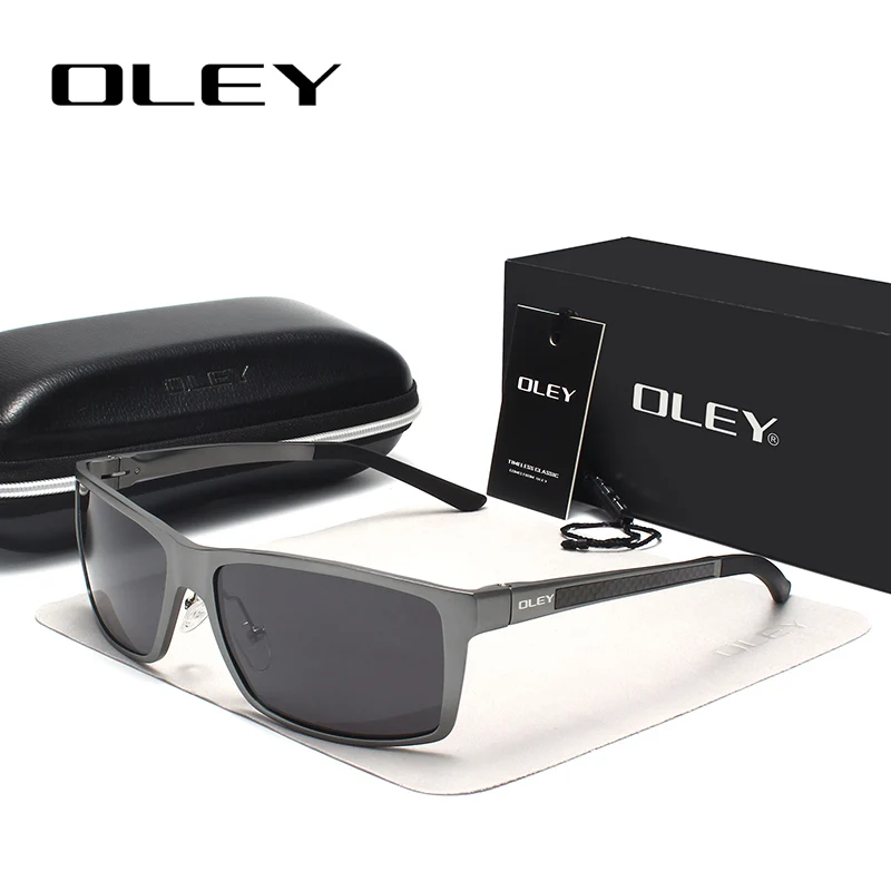 Y7160 C3 BOX OLEY Brand Men's Vintage Square Sunglasses Polarized UV400 Lens Eyewear Accessories Male Sun Glasses For Men/Women Y7160 - Цвет линз: Y7160 C3 BOX