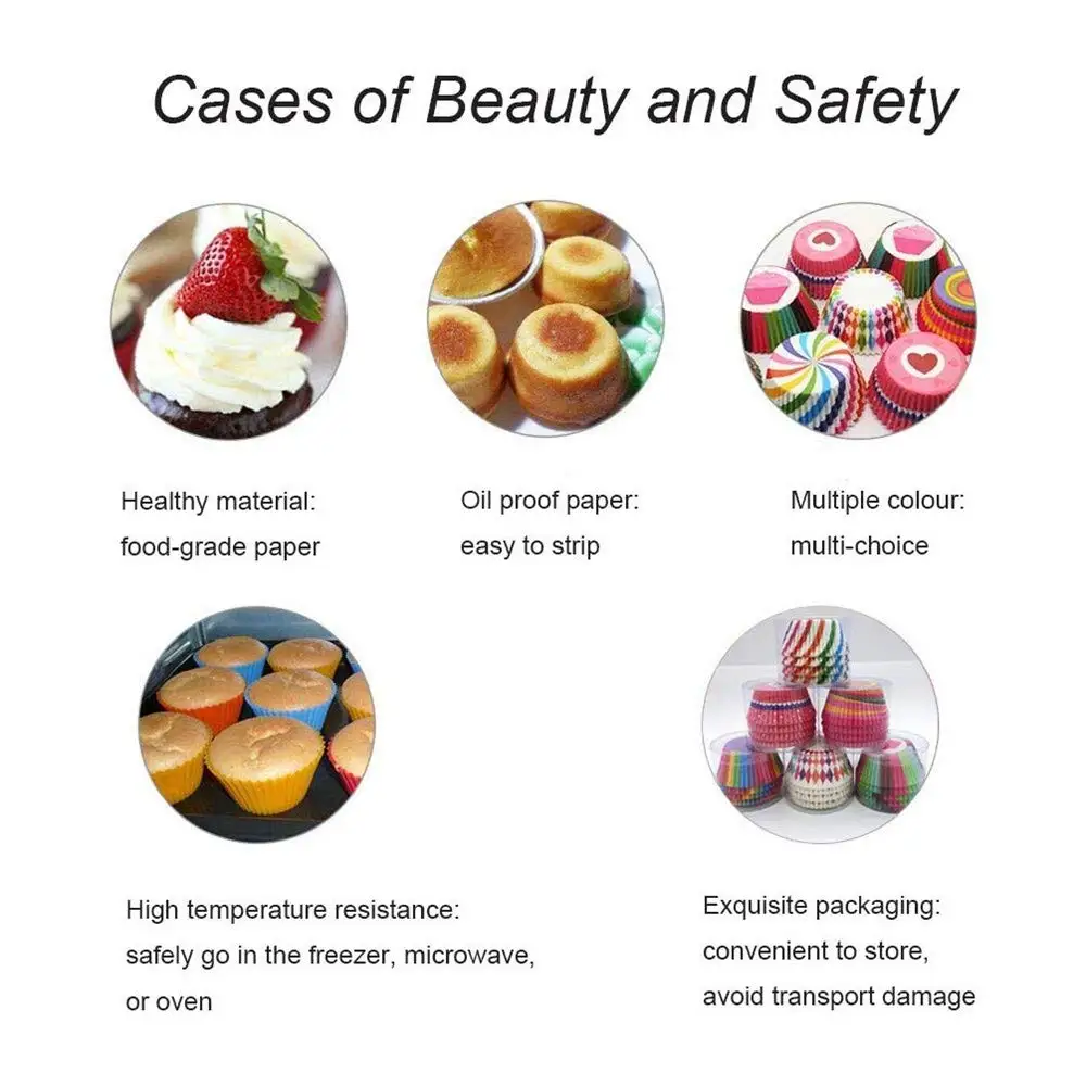 Одноразовые бумажные чашки для выпечки 100 шт./упак. радужные обертки кексов