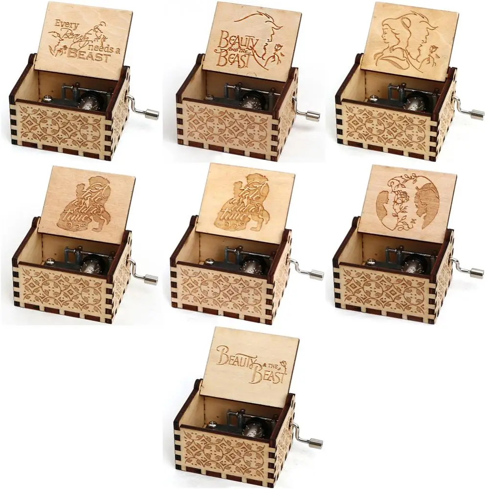 Деревянная резная Музыкальная шкатулка со зверями музыкальная подарок для