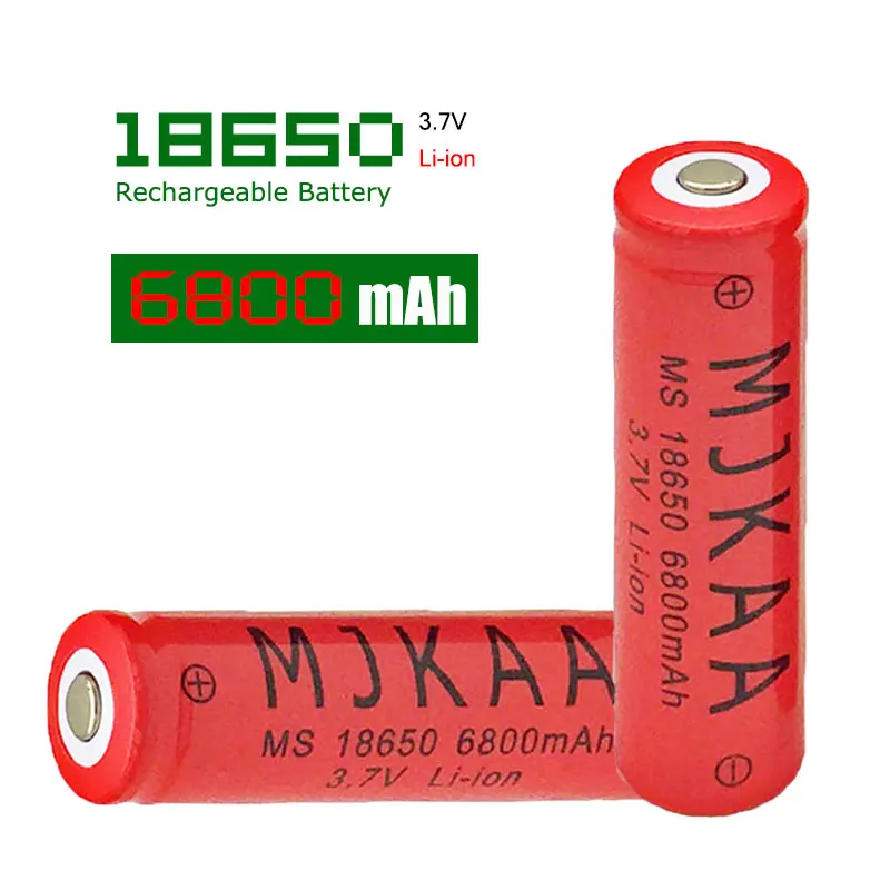 

4 шт., литиевые аккумуляторные батарейки 18650, 3,7 в, 6800 мАч, 100% Новые литий-ионные батарейки, красный корпус для фонариков, игрушек