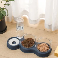 pet cat bowl automatic feeder 3 in 1 dog cat food bowl with water fountain double bowl drinking raised stand dish bowls for cats