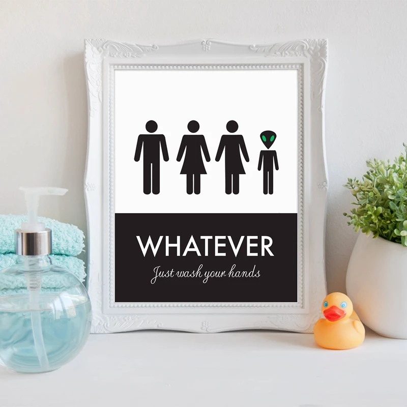 Canvas Painting Funny Unisex Toilet Sign Printed Home Decor Wash Your Hands Picture Poster Nordic Wall Art For Living Room Frame | Дом и сад