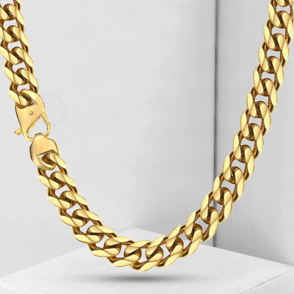 Тяжелое Ожерелье Davieslee для мужчин с золотым покрытием из нержавеющей стали 316L