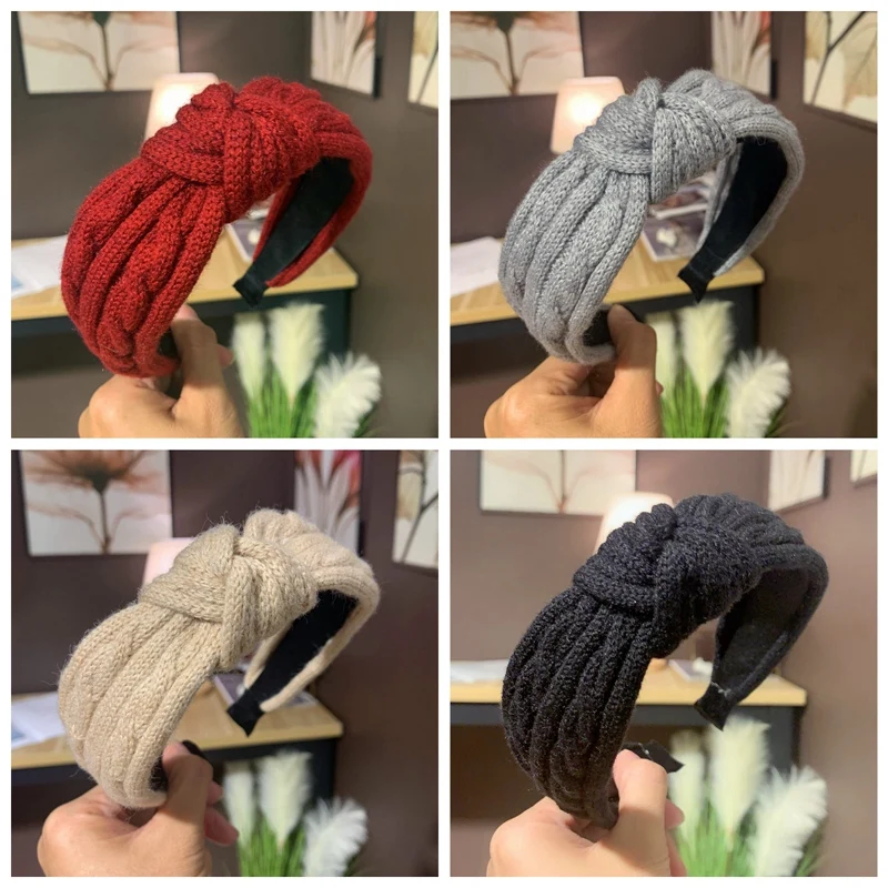 

Women Headband Vintage Cross Knot Elastic Hair Bands Soft Solid Girls Hairband Hair Accessories Korean Fashion
