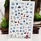 Осенне-зимние 3D наклейки для ногтей, дерево, лист, животное, кролик, новогодний дизайн, маникюрные наклейки, наклейки, украшения для ногтей, аксессуары