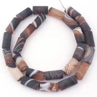 natural agates brown frosted column loose stone beads for diy necklace bracelet jewelry making strand 15 8x1610x2013x18mm