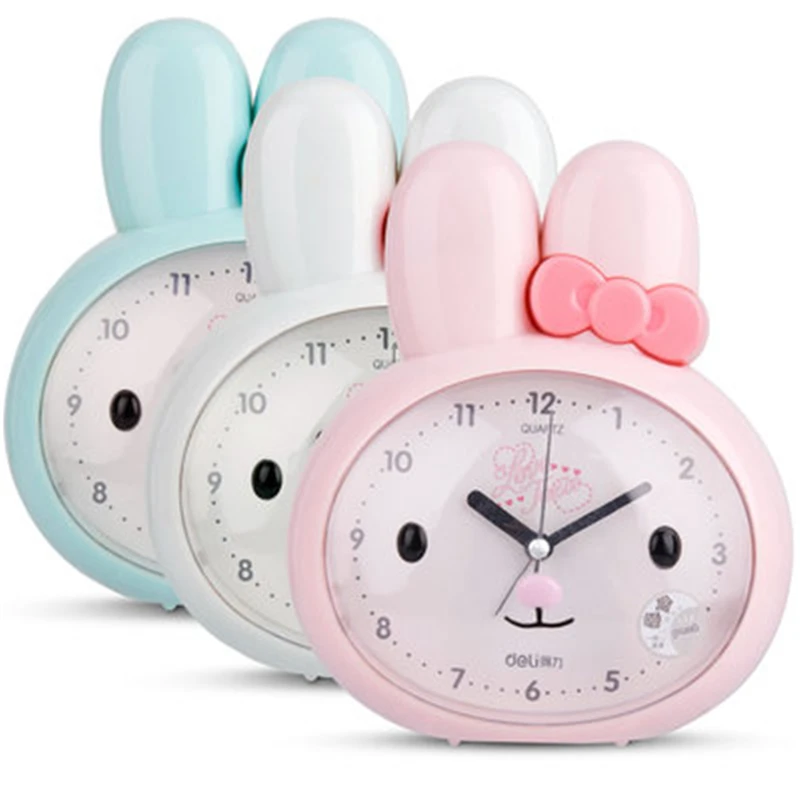 Фото DL 8803 милые Лоскутные часы с мерцающим Кроликом бесшумная Маленькая детская