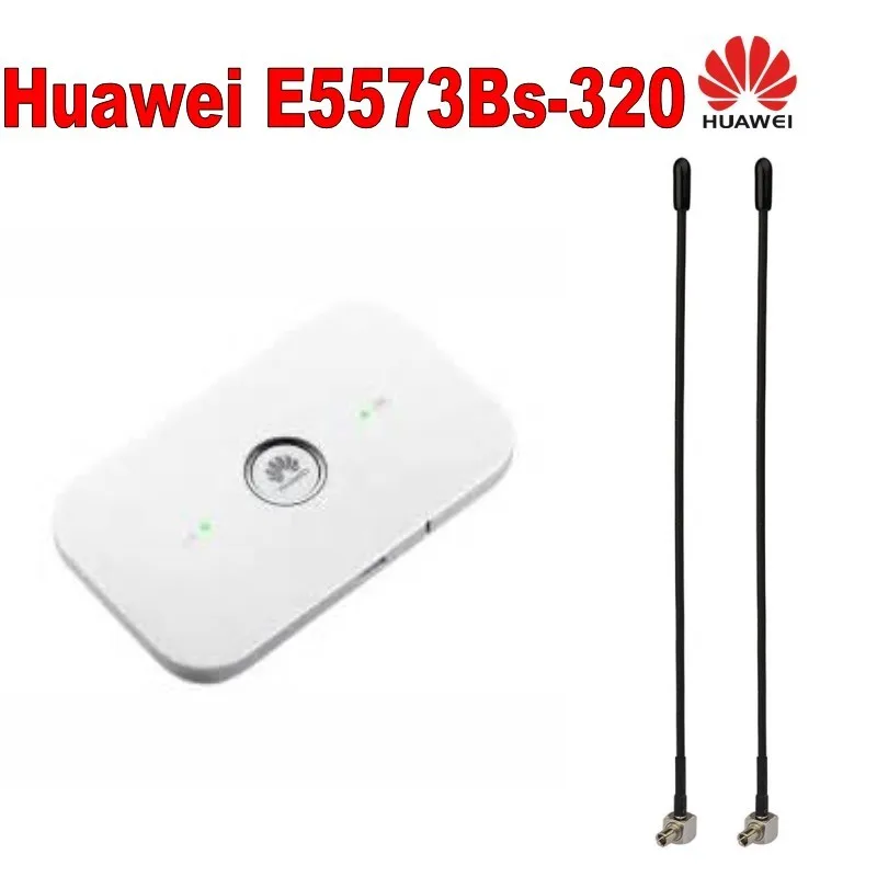Разблокированный huawei E5573 E5573s-606 LTE FDD 150 Мбит/с 4G Карманный Wi-Fi роутер модем плюс с антенной 2 шт - Цвет: E5573S-320