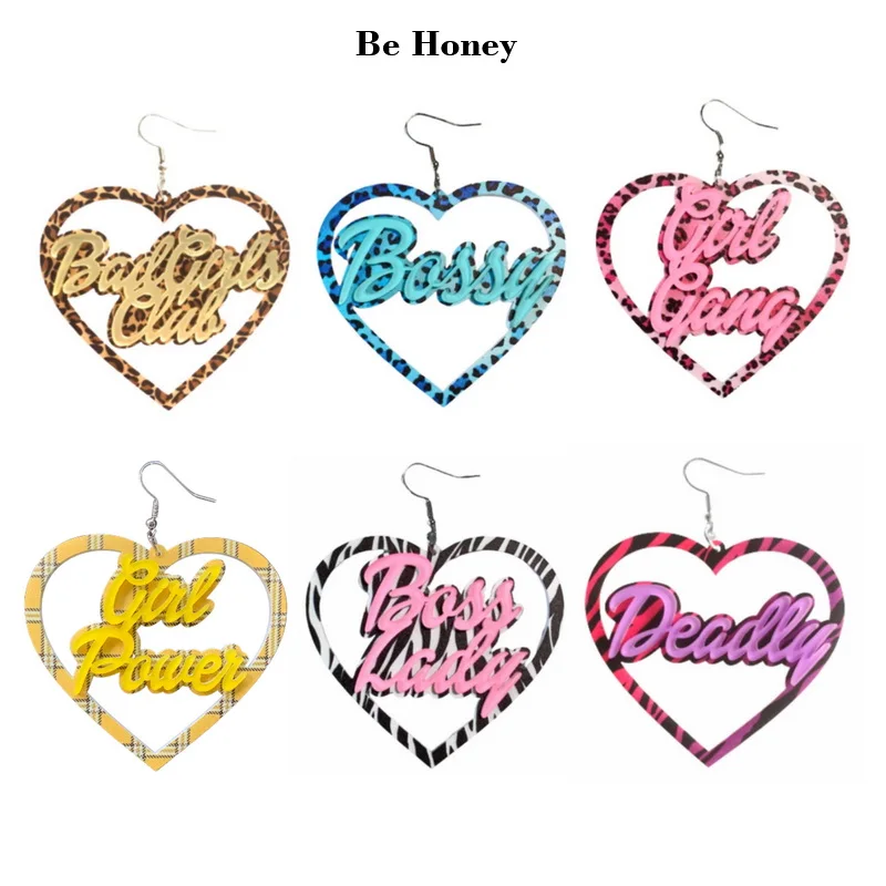 Серьги-подвески в форме сердца, леопарда, зебры