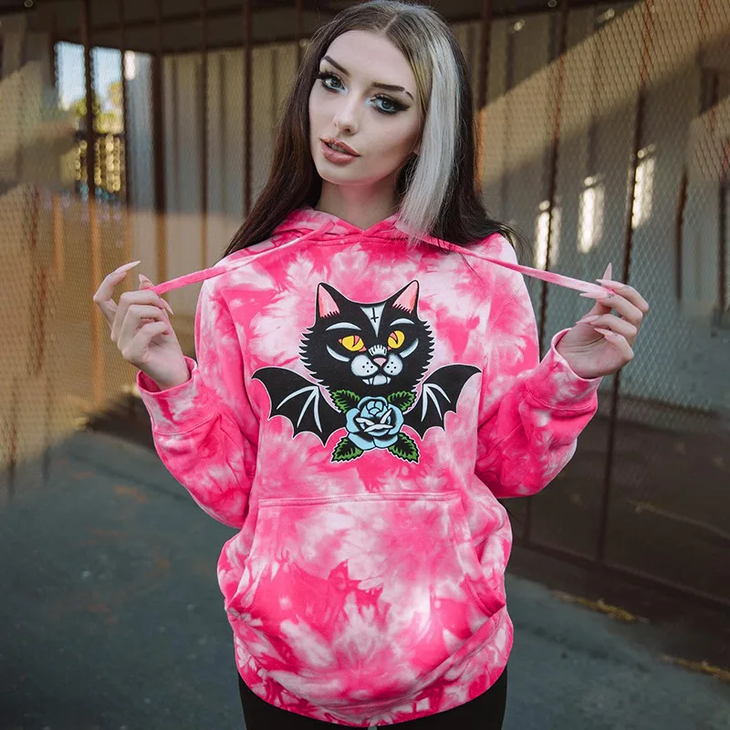 

Sweatshirts Women's Hoodies Gothic Print Hoodie Autumn Hoody Female Pullover Full Sleeve Kawaii Hoodies Streetwear Top