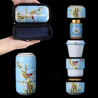 travel tea set carrying case enamel quick pass cup 1 pot 2 cups outdoor ceramic kung fu tea set