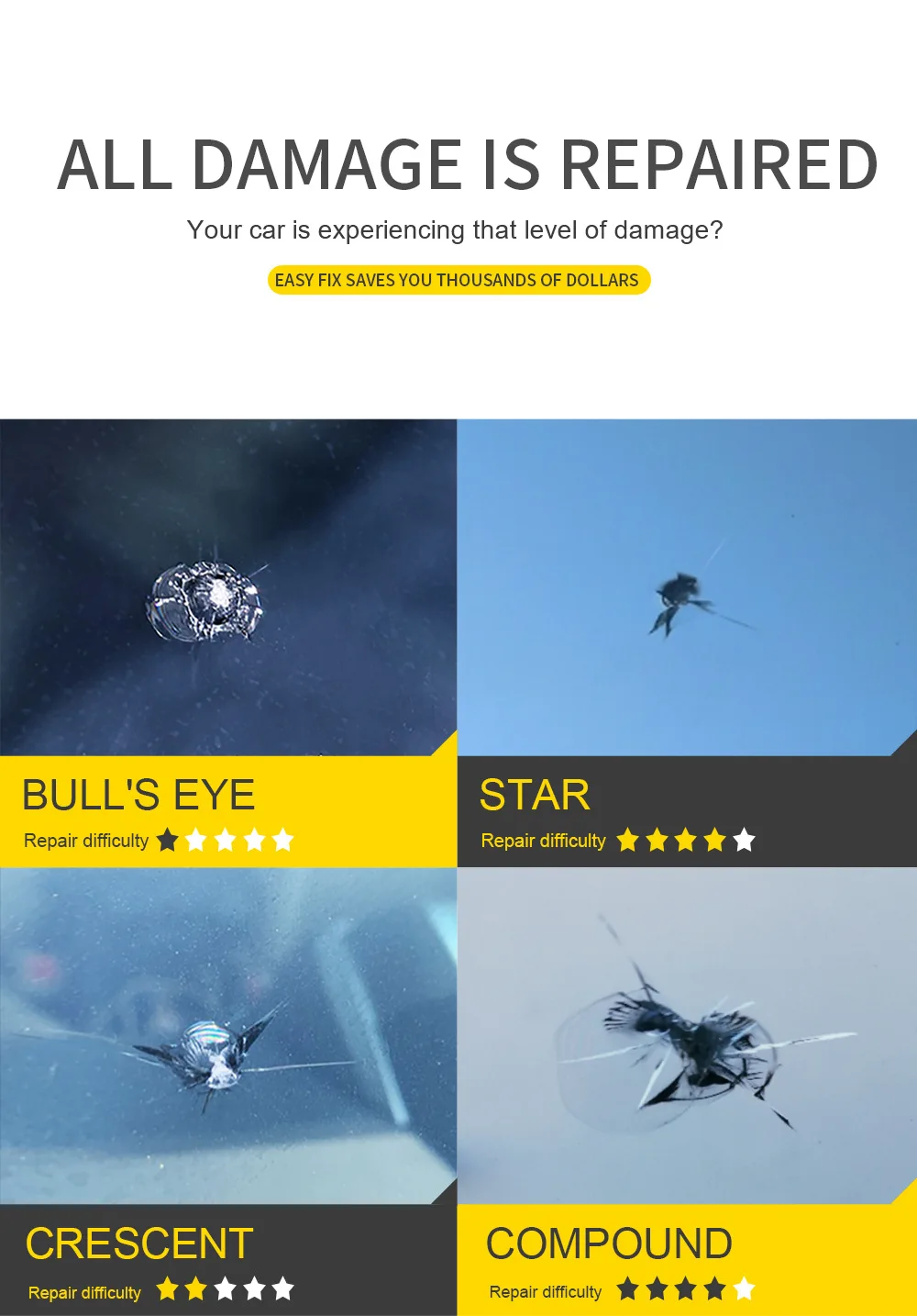 Набор для ремонта ветрового стекла набор инструментов быстрой фиксации