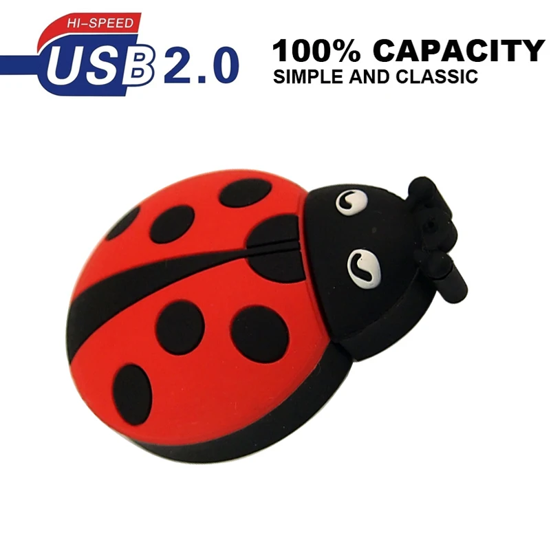 Мультяшный USB флеш накопитель милый Божья коровка 32 Гб 64 128 Мб флешки Memoria Stick Beetle