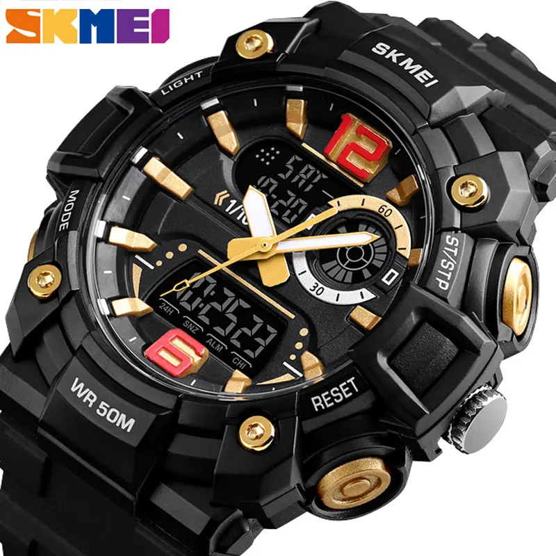 

SKMEI Men Sport Watch Fashion Analog Digital Dual Display 5Bar Waterproof Luminous Multi-Function Watches montre homme 1529