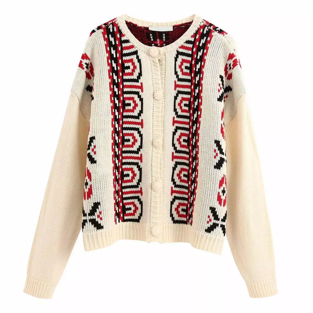 

Vintage Sweaters Retro Knit Cardigan Sweaters 2021 Autumn Long Sleeve Outwear Sweater Women Clothes 90's O-neck Women Clothes