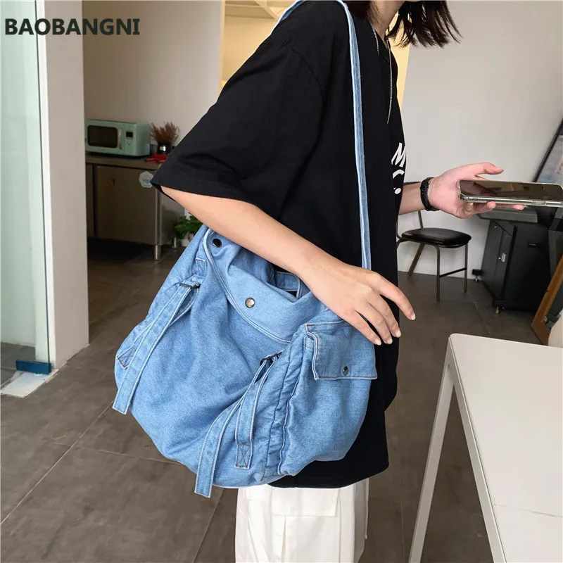 Big Capacity Solid Color Canvas Bag Female Messenger Bag For Women Shoulder Bag  Designer High Quality Crossbody Bag Sac A Main