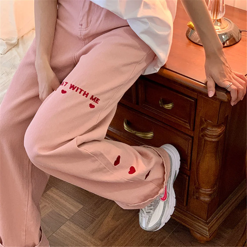 

DAILOU High Waist Jeans Y2K Outfits 2021 Ladies Vintage Straight Streetwear Wide Legs Pants 2021 Summer Denim Pants For Women