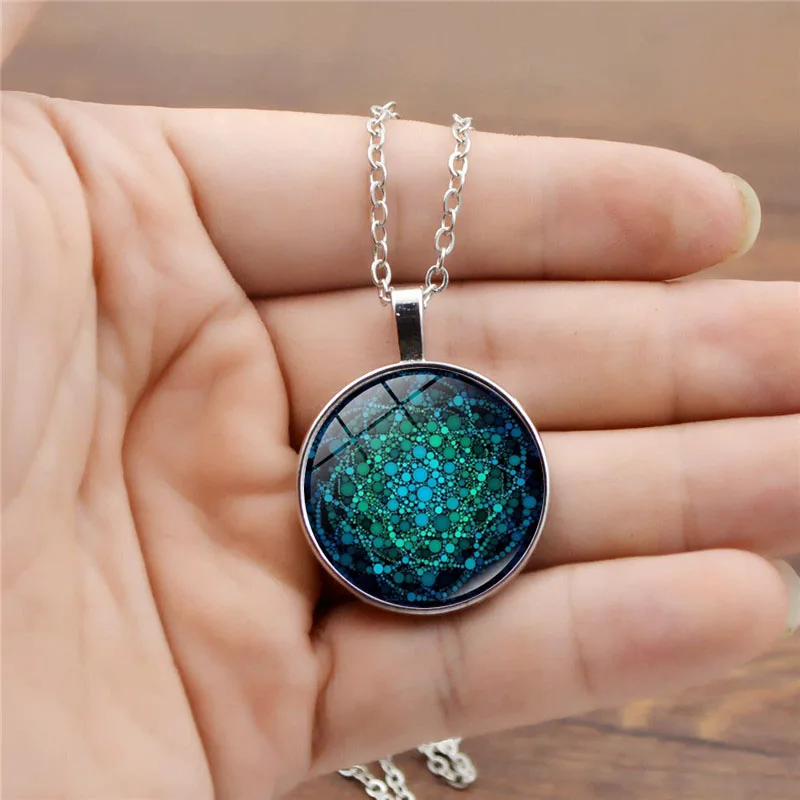 Набор украшений Flower of Life из стеклянного кабошона с фотографией, включающий ожерелье Мандала Yoga, браслет и серьги для женщин.