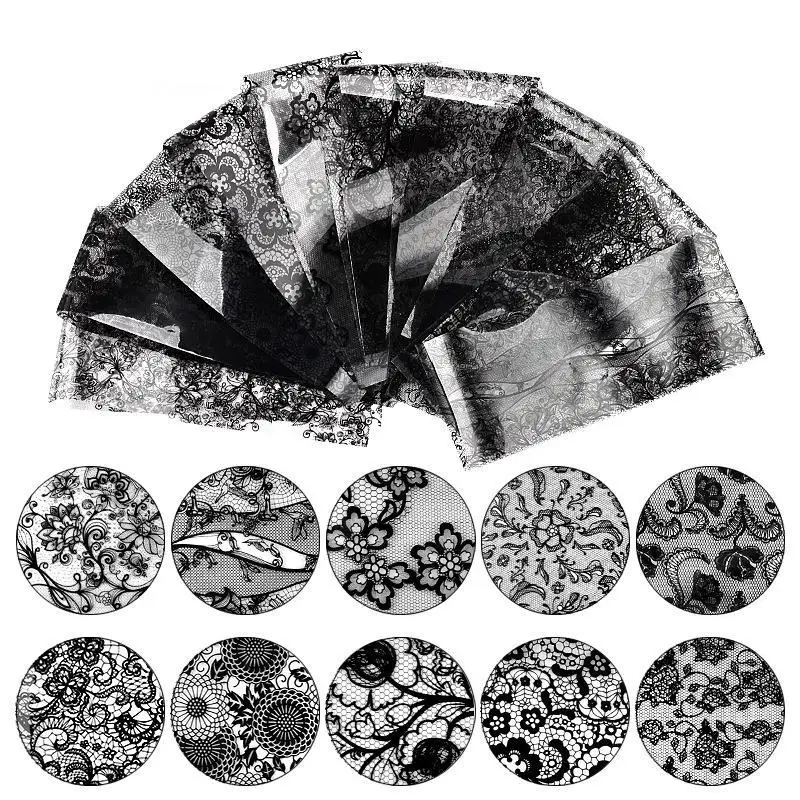 

Manicure Black Lace Starry Sky Paste Nail Art Sticker Paste Starry Sky Decoration Paper 10 Sheets Mixed 20cm