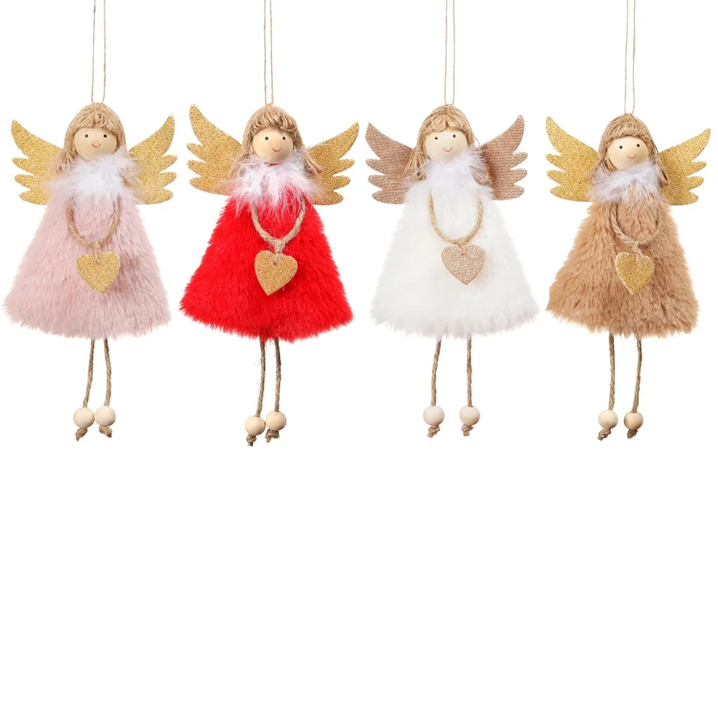 

New Christmas decorations pendant Christmas lovely love plush feather angel Christmas tree creative Pendant