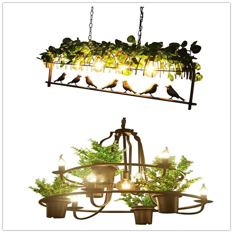 

Countryside Style Plant Pendant Light Industrial Antique Wrought Iron Lighting Decorative Kitchen Restaurant Hotel Ceiling Lamp