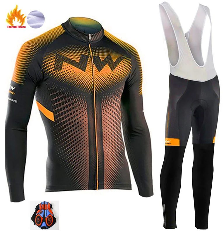 

2022 Pro Team Winter Thermal Fleece Cycling Clothing Men Long Sleeve Jersey Suit Outdoor Riding Bike MTB Clothing Bib Pants Set