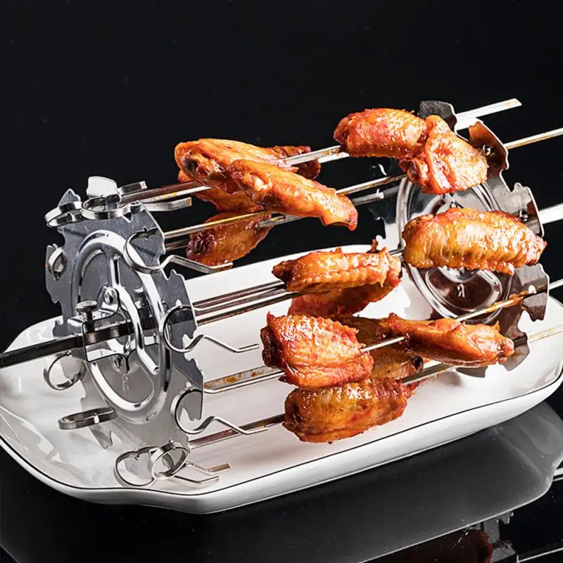 bbq barbecue stainless steel grilling kabob skewer rotating metal roaster rotisserie skewers for home any rotisserie grill rods free global shipping
