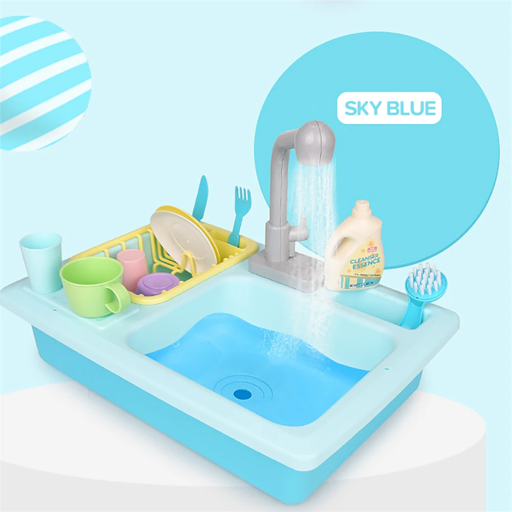 Kids Plastic Simulation Electric Dishwasher Sink Children Pretend Play Kitchen Set Toys Girls Child Dolls Access Birthday Gifts