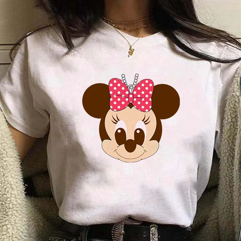 

New Disney Summer Kawaii Rabbit Pendant T Shirt Women Soft Free Loose Hot Sale Solid Fresh Casual Natural Short Basic Shirts
