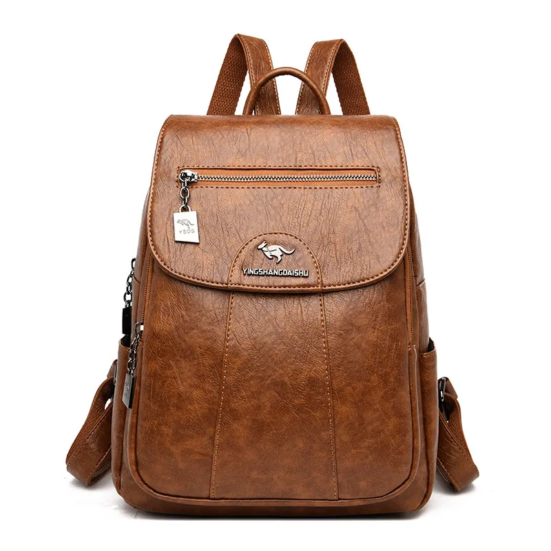 

2020 Women Leather Backpacks High Quality Female Vintage Backpack For Girls School Bag Travel Bagpack Ladies Sac A Dos Back Pack