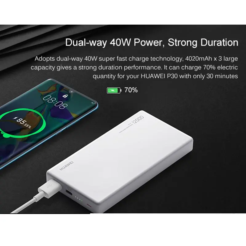 HUAWEI Power Bank 12000 мАч с 40 Вт Быстрая зарядка PD портативное Внешнее зарядное