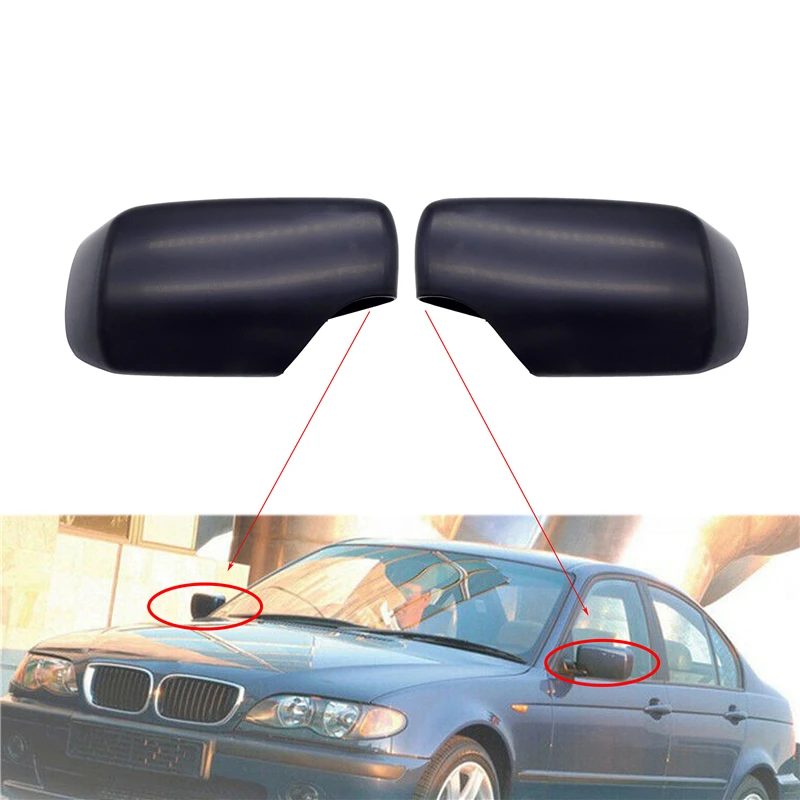 

1 Pair Matte Black ABS Side Door Rearview Mirror Cover Trims Car Accessories Fit for BMW 3 Series E46 Compact 1998-2005