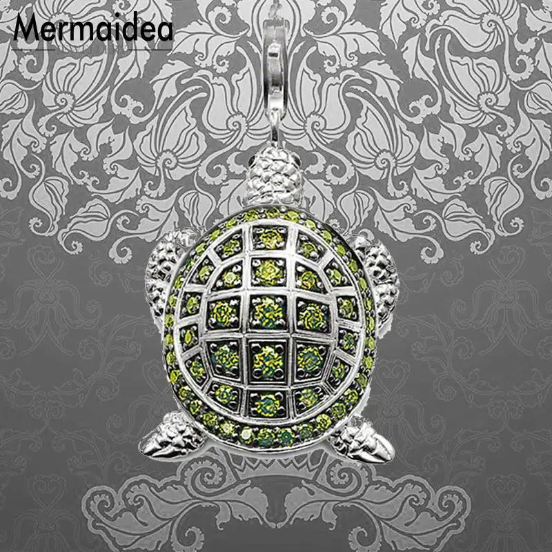 Очаровательные Подвески в виде черепахи с зеленым кубическим цирконием модные