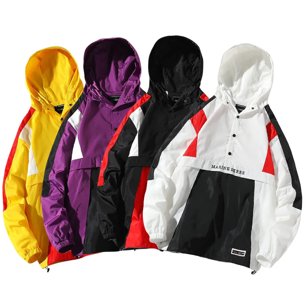 

Men's Autumn Winter Casual Loose Hooded Patchwork Outdoor Sport Jacket Coat Tops MenTracksuits Sweatshirts Hoodies pullover