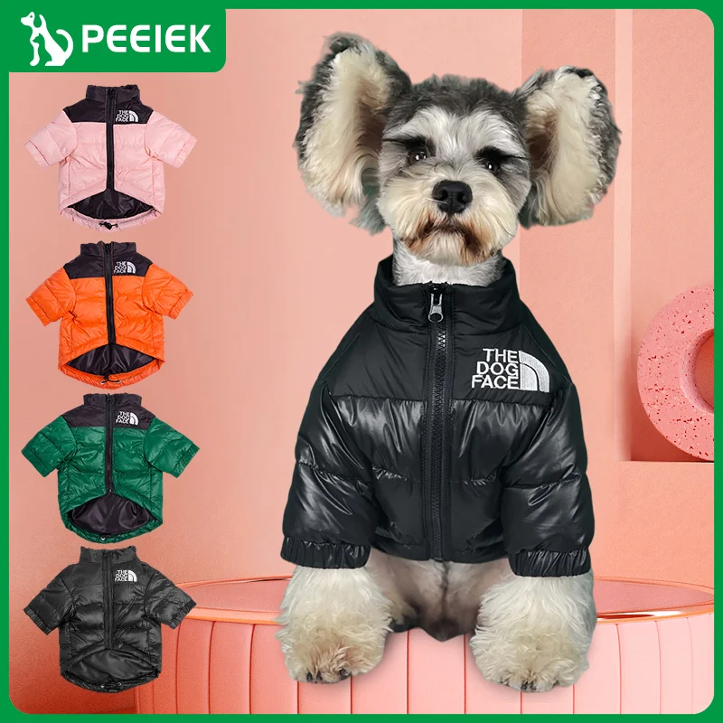 

Winter Dog Down Jacket Pet Clothes Warm Thick Stitching The Dog Face Pet Coat Teddy Chihuahua Puppy Vest for Small Medium Dogs