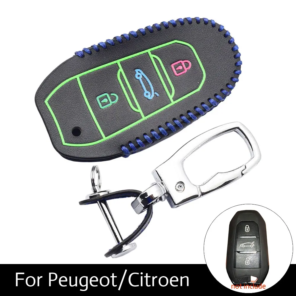 Светящийся кожаный чехол для автомобильного ключа для peugeot 3008/508/2008 для Citroen C4l/ds6/c6/ds5 умный дистанционный чехол для ключа чехол сумка для ключей