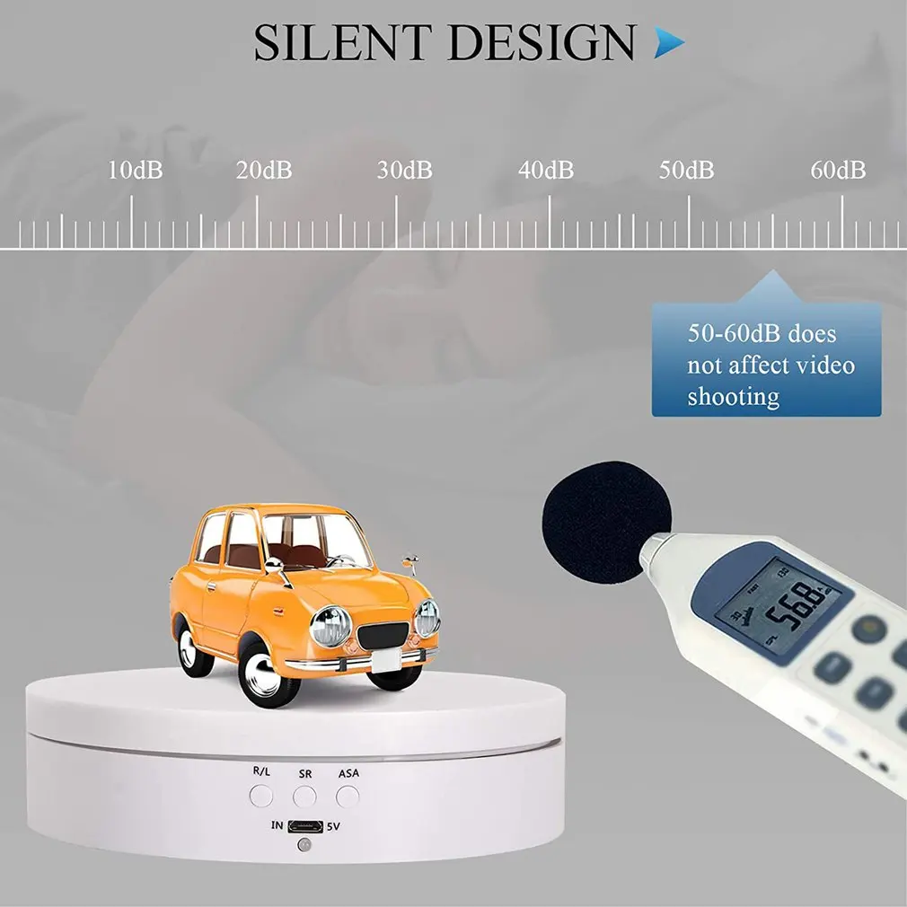 

Intelligent Charging Adjustable Speed Electric Turntable 360 Degrees Rotating Display Stand For Jewellery Watch Display