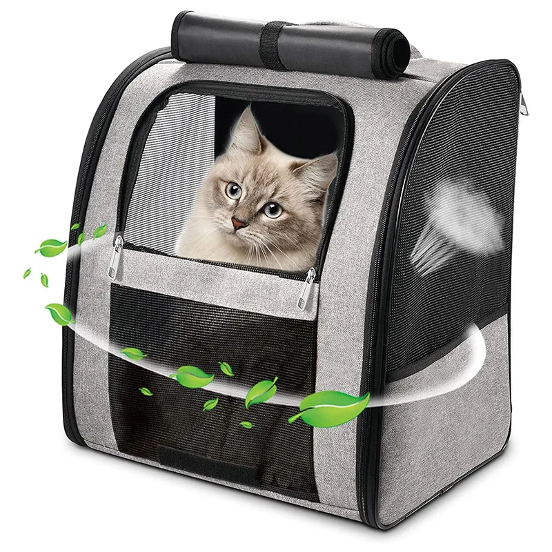 

Cat Backpack Carrier, Large Pet Backpack Carrier for Cats Dogs Puppies,Ventilated Design Foldable Inner Safety Straps